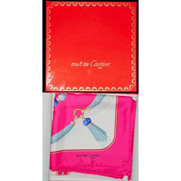 Must de Cartier Square Silk Scarf - Picture 1 of 7